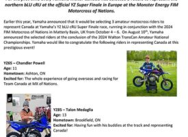 Team Canada Riders to Compete in YZ Super Finale at MXON