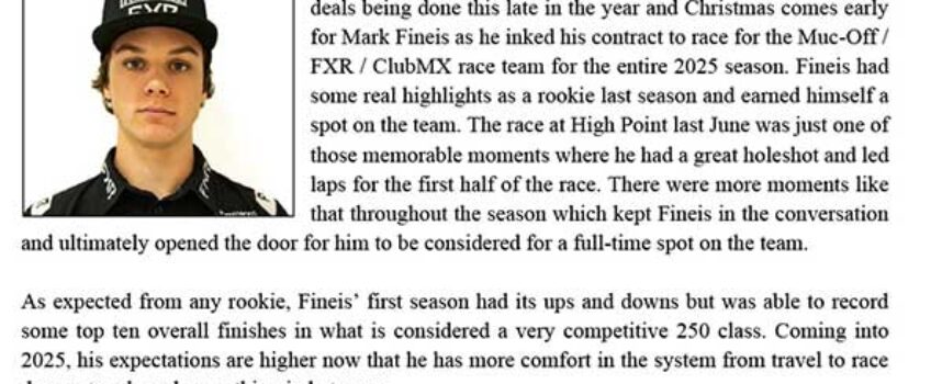 Mark Fineis Extends His Career with Club MX for 2025